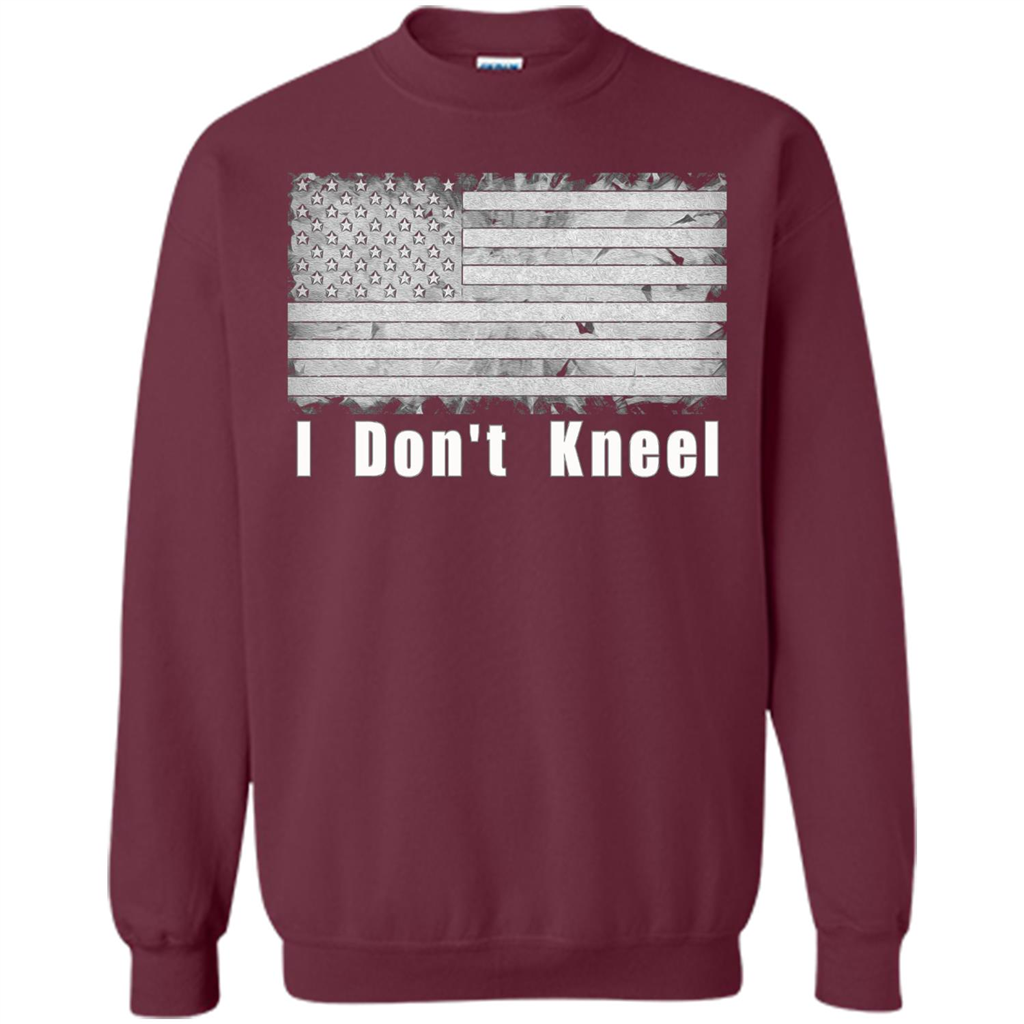 American T-shirt I Don't Kneel Patriotic American Flag Maroon