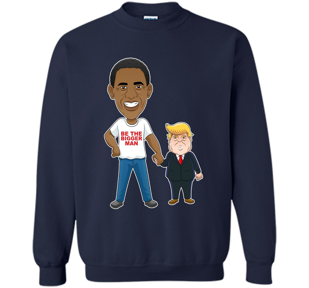 Funny Obama and Trump "Be The Bigger Man" T-shirt Navy