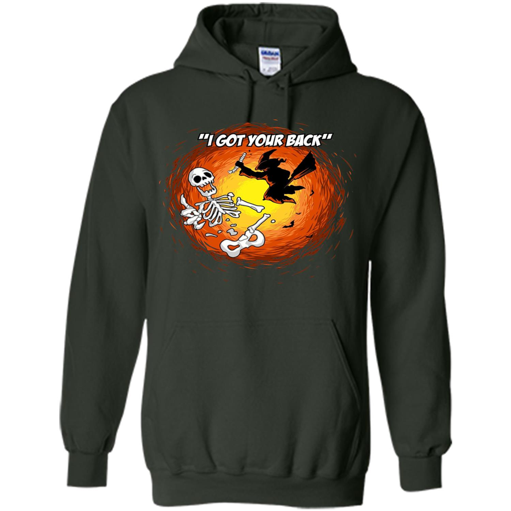 Funny Witch Skeleton Halloween 2017 I Got Your Back T-shirt Forest Green