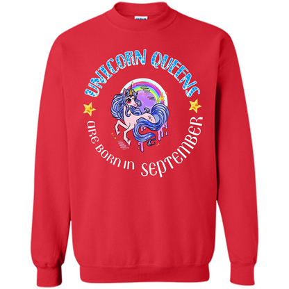 September Unicorn T-shirt Unicorn Queens Are Born September Red