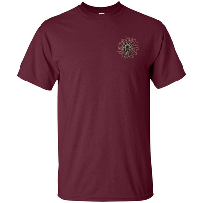 Daisy Flower Sketch Art T-shirt Maroon