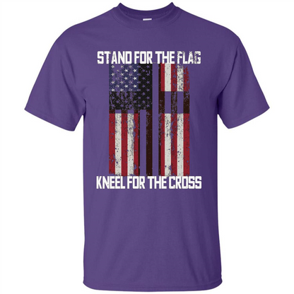 American T-shirt Stand For The Flag Kneel For The Cross Purple