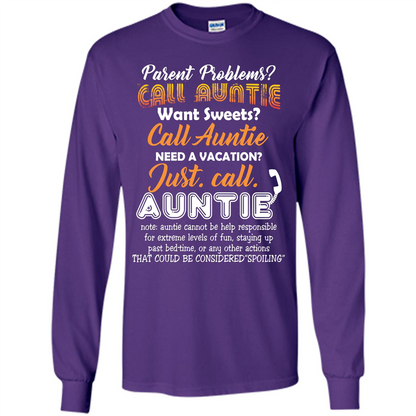 Aunt T-shirt Parent Problems Call Auntie T-shirt Purple