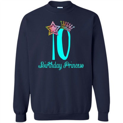 Birthday Princess Tiara T-shirt Tenth Birthday T-Shirt Navy