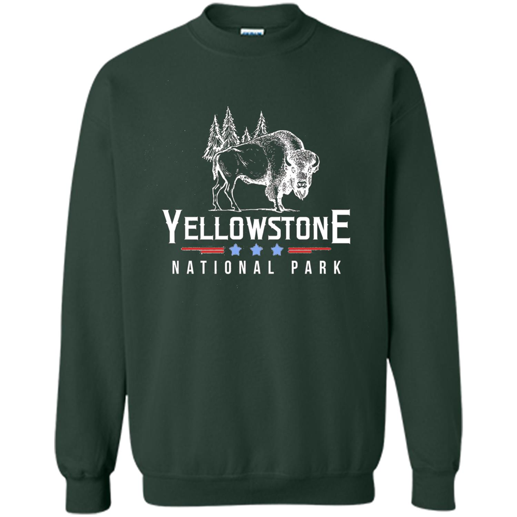 Yellowstone National Park Wyoming Buffalo T-shirt Forest Green