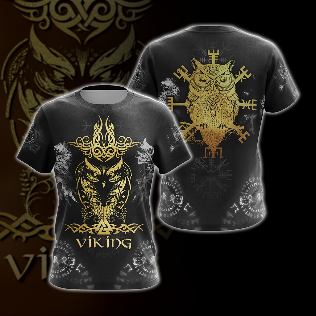 Viking Norse Owl Unisex 3D T-shirt Zip Hoodie Pullover Hoodie T-shirt