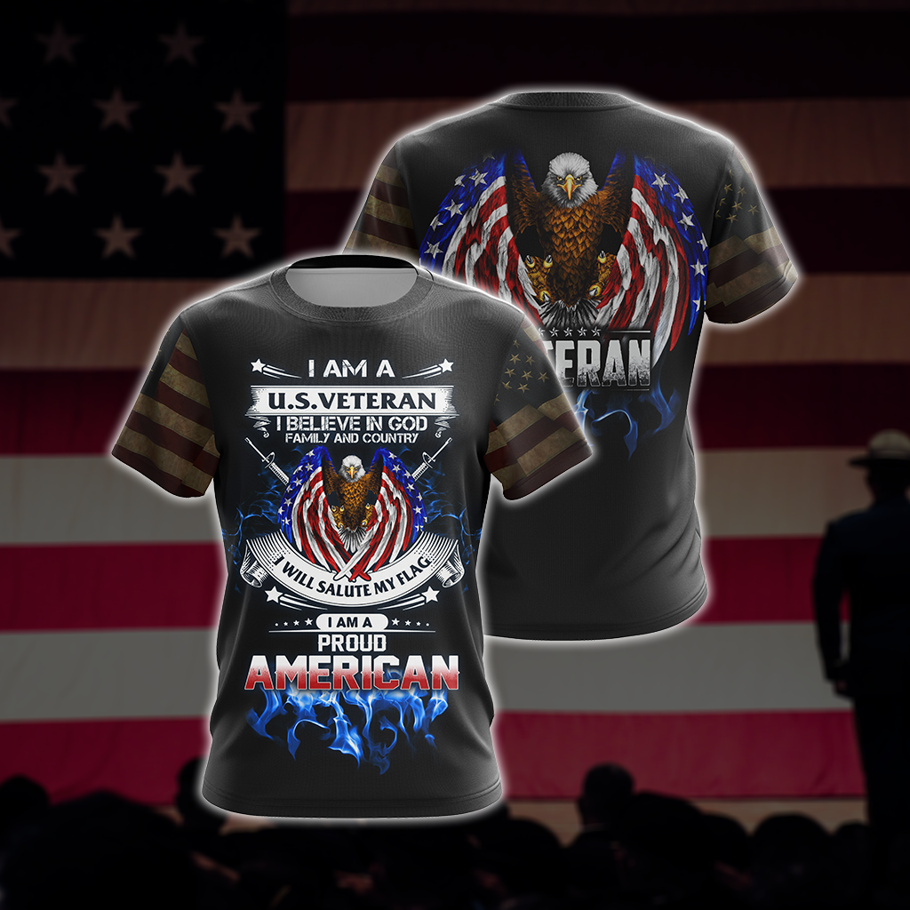 I Am A U.S. Veteran I Believe In God Family And Country Unisex 3D T-shirt