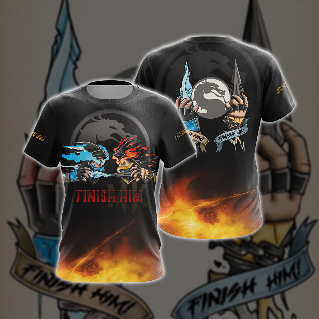 Mortal Kombat Scorpio And Sub Zero Finish Him Unisex 3D T-shirt