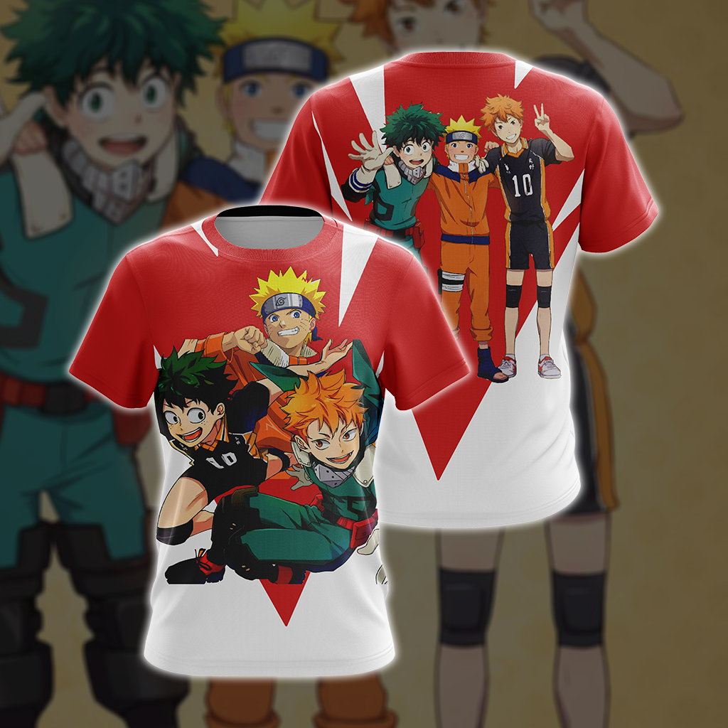 My hero academia x Naruto x Haikyuu Unisex 3D T-shirt T-shirt