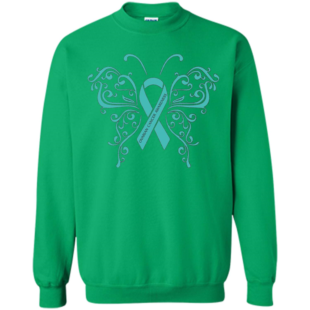 Ovarian Cancer Awareness Butterfly T-Shirt Irish Green