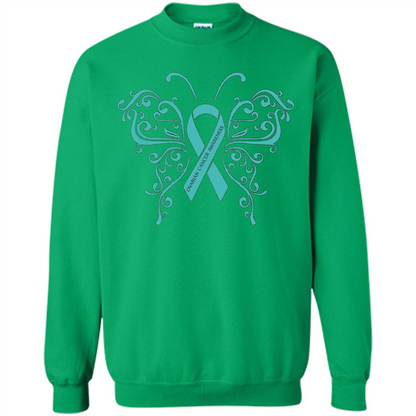 Ovarian Cancer Awareness Butterfly T-Shirt Irish Green