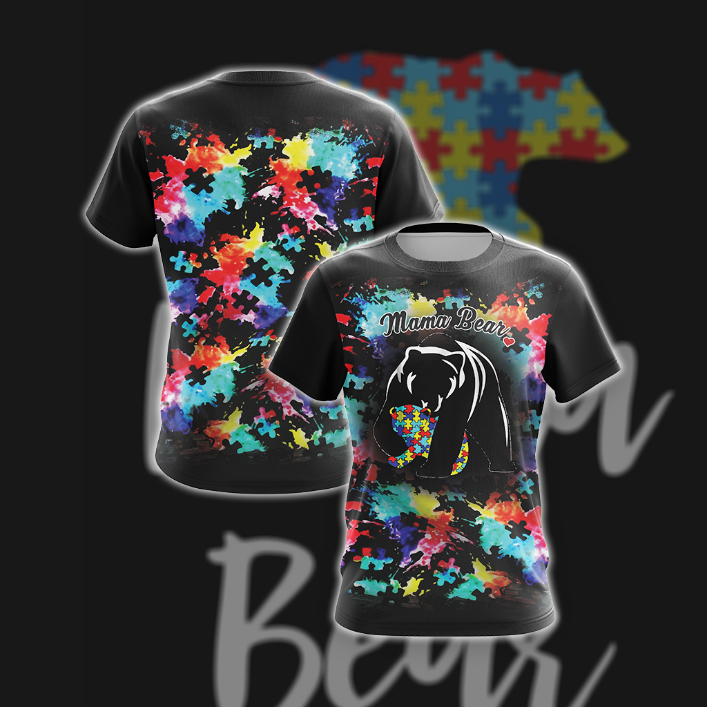 Autism Mama Bear Unisex 3D T-shirt