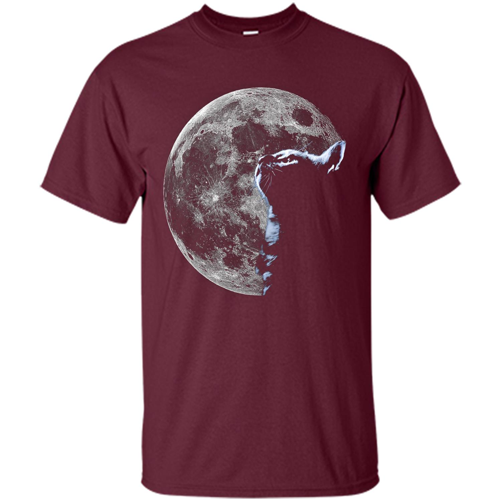 Cat Lover T-shirt Cat And Moon Maroon