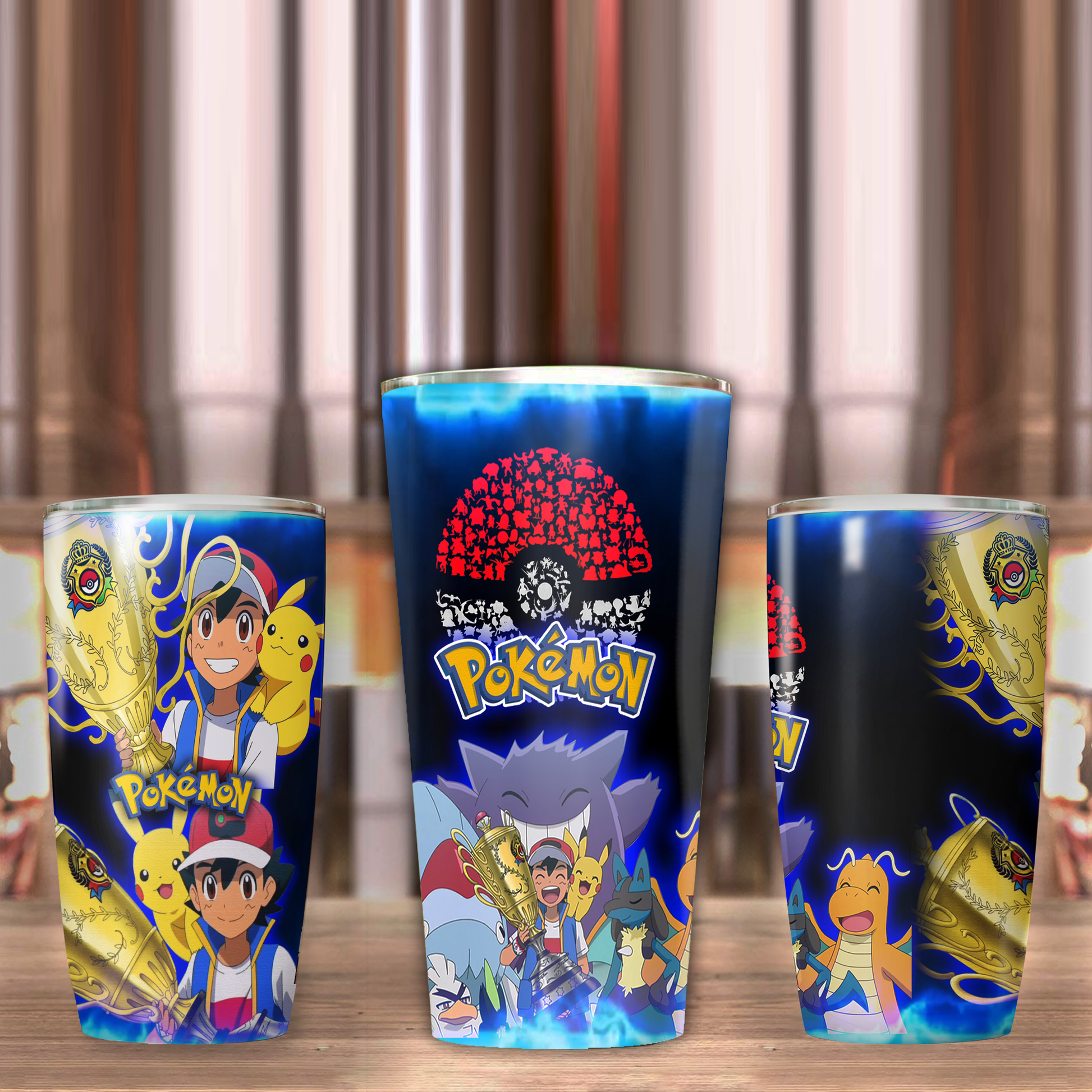 Pokemon Ash Ketchum Video Game Insulated Stainless Steel Tumbler 20oz / 30oz