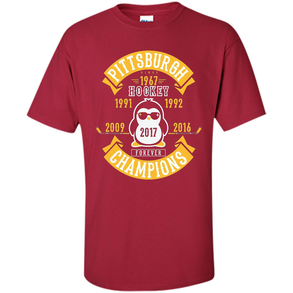 Pittsburgh Hockey 5 Times Cup Champions Cool Penguin T-shirt Cardinal