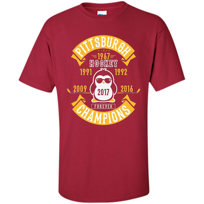 Pittsburgh Hockey 5 Times Cup Champions Cool Penguin T-shirt Cardinal