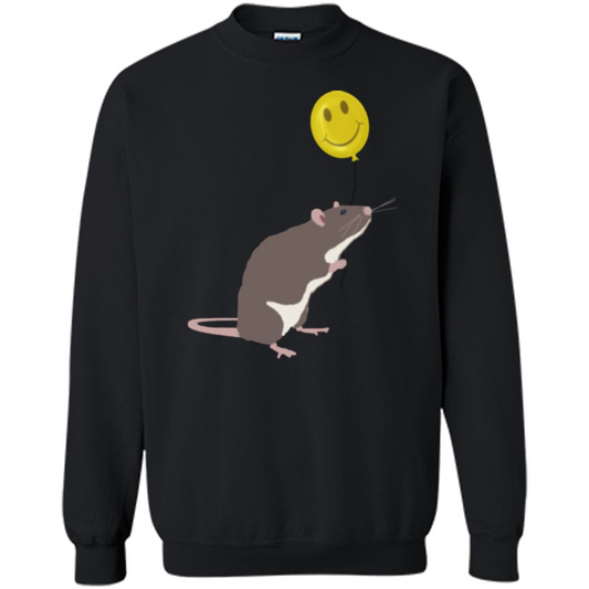 Rat Holding A Smiley Faced Balloon T-shirt Black