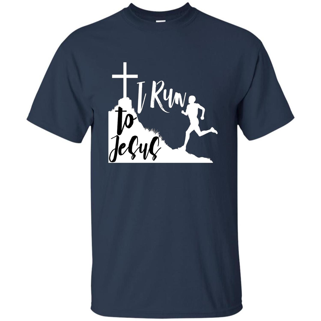 Christian T-shirt I Run To Jesus Navy