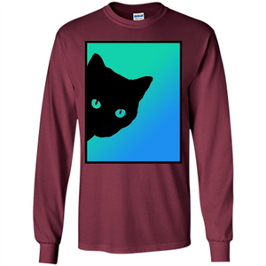 Cat Lover T-shirt Black Cat Blue Green T-shirt