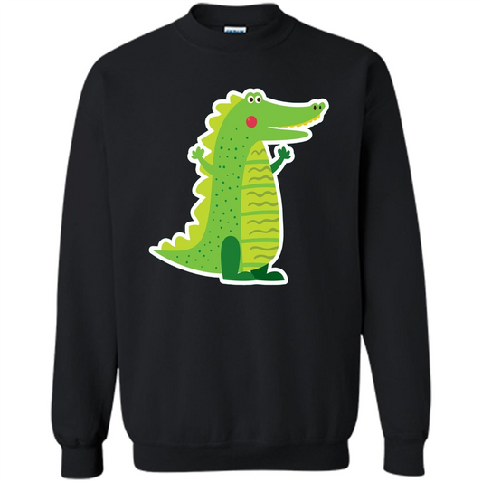 Cute Smiling Crocodile Animal Lover T-shirt Black