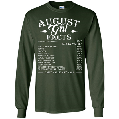 August Girl Facts T-shirt Forest Green