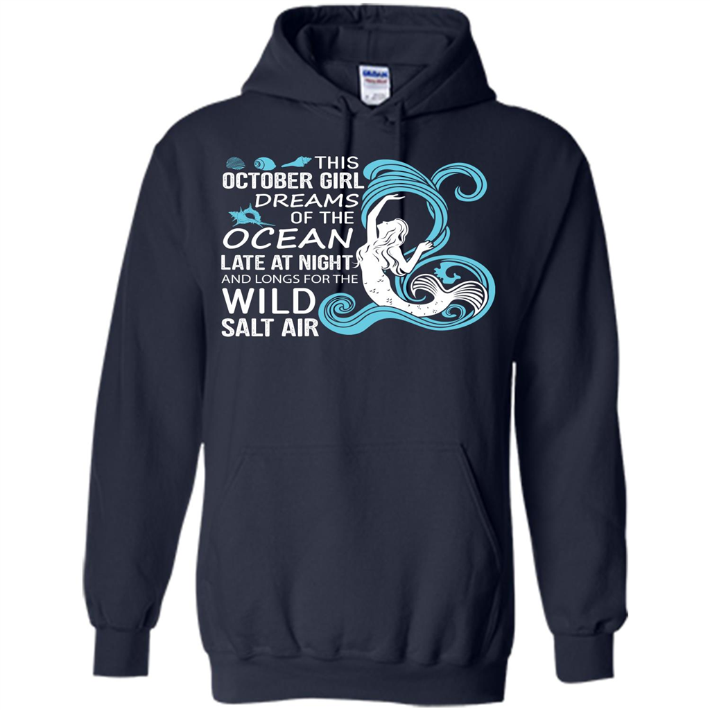 This October Girl Dreams Of The Ocean Late At Night T-shirt Navy