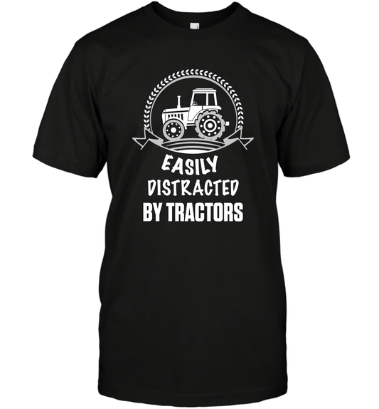 Easily Distracted By Tractors Shirt T-Shirt Black