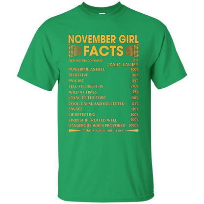 November Girl Facts T-shirt Birthday Gift T-shirt Irish Green