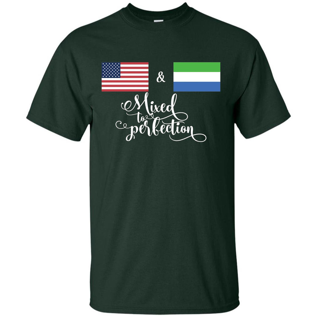 American + Sierra Leone Mixed To Perfection Flag T-Shirt Forest Green