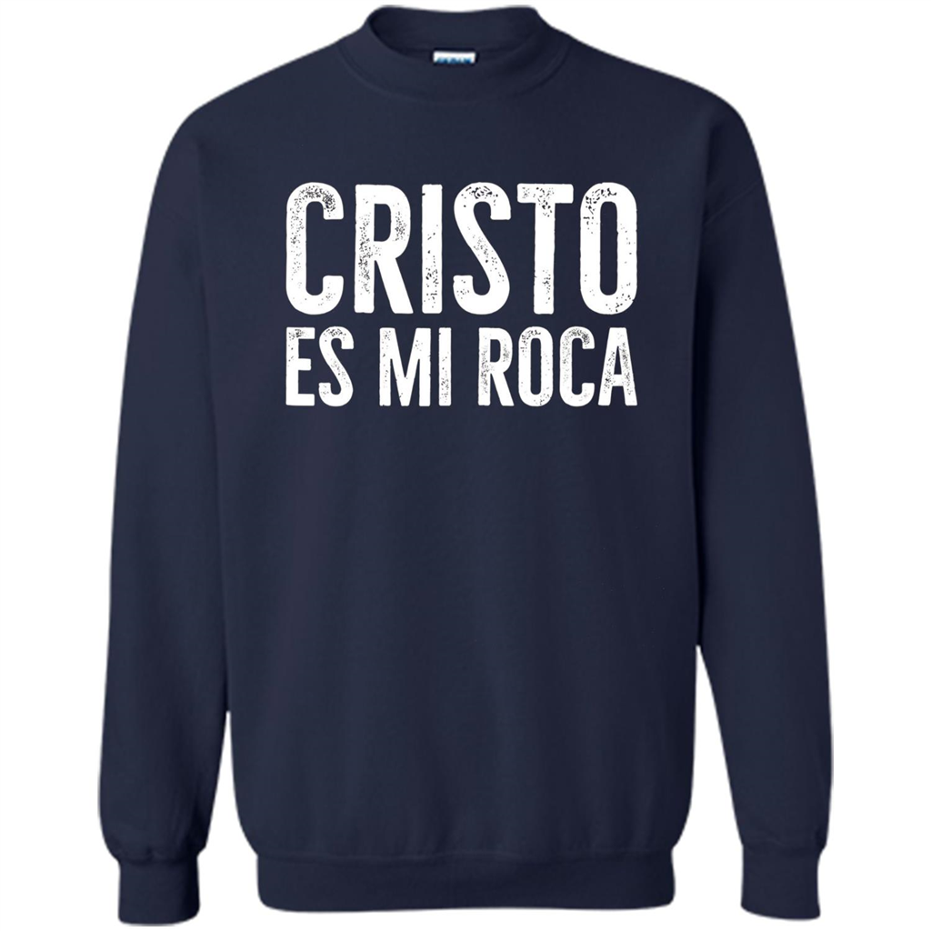Cristo Es Mi Roca T-shirt Spanish Christian Message Navy