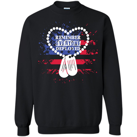 Military T-shirt RED Remember Everyone Deployed Black