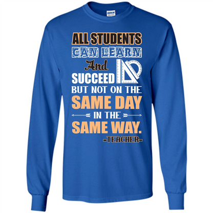 Teacher T-shirt All Students Can Learn And Succeed Royal
