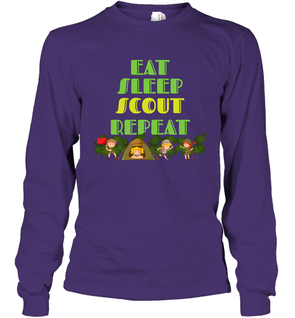 Eat Sleep Scout Repeat Shirt Long Sleeve T-Shirt Long Sleeve T-Shirt Purple