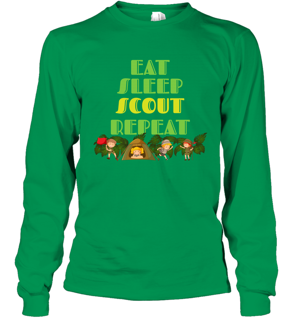 Eat Sleep Scout Repeat Shirt Long Sleeve T-Shirt Long Sleeve T-Shirt Irish Green