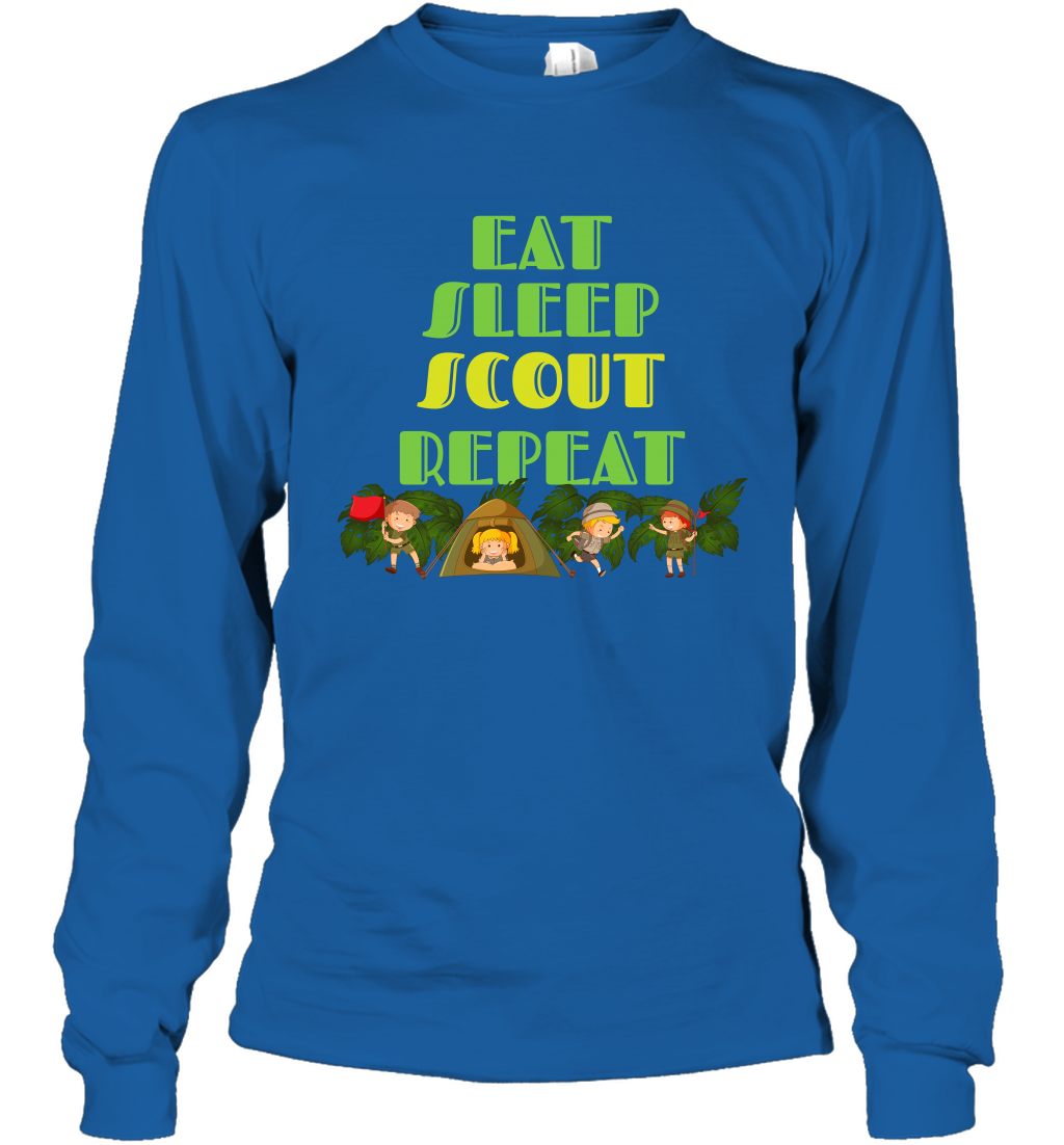 Eat Sleep Scout Repeat Shirt Long Sleeve T-Shirt Long Sleeve T-Shirt Royal