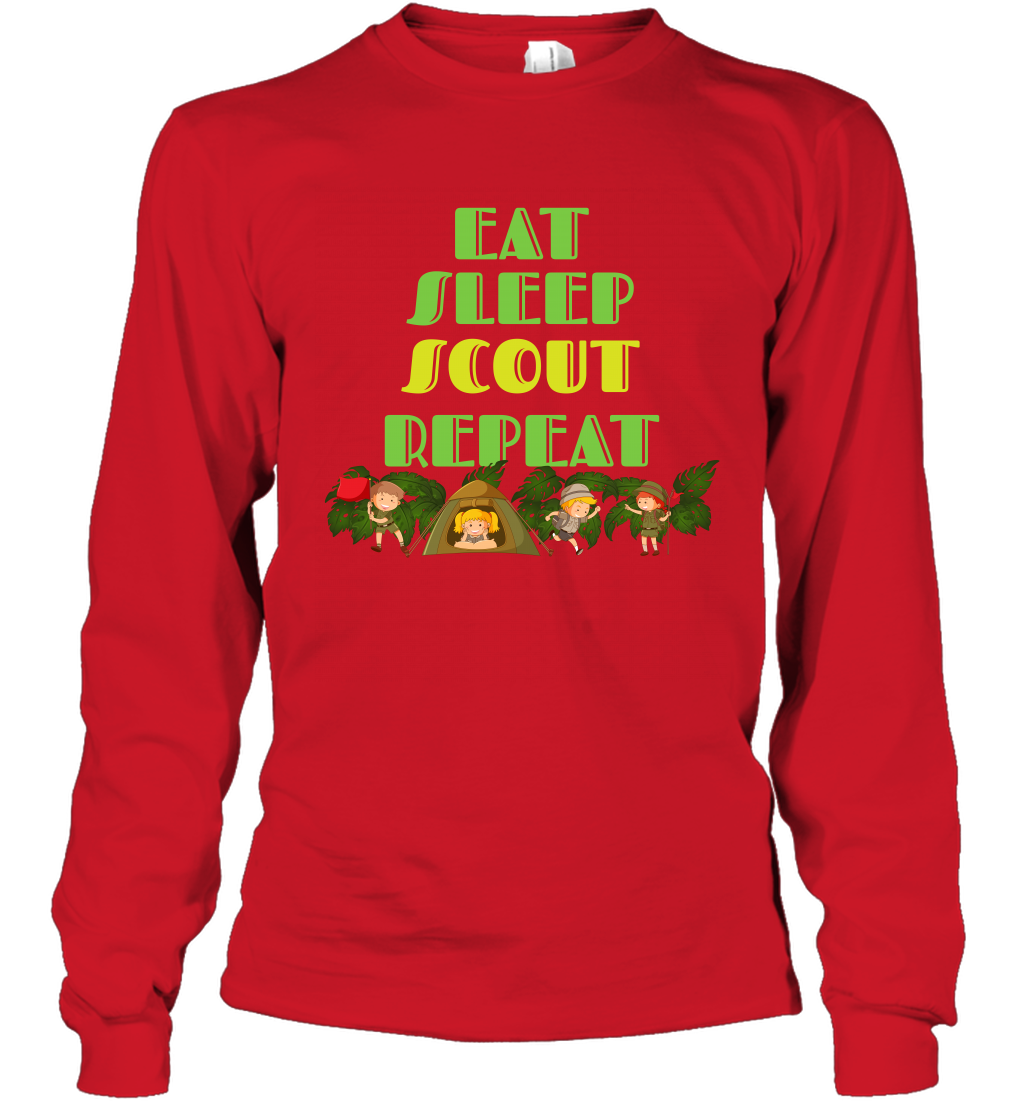Eat Sleep Scout Repeat Shirt Long Sleeve T-Shirt Long Sleeve T-Shirt Red
