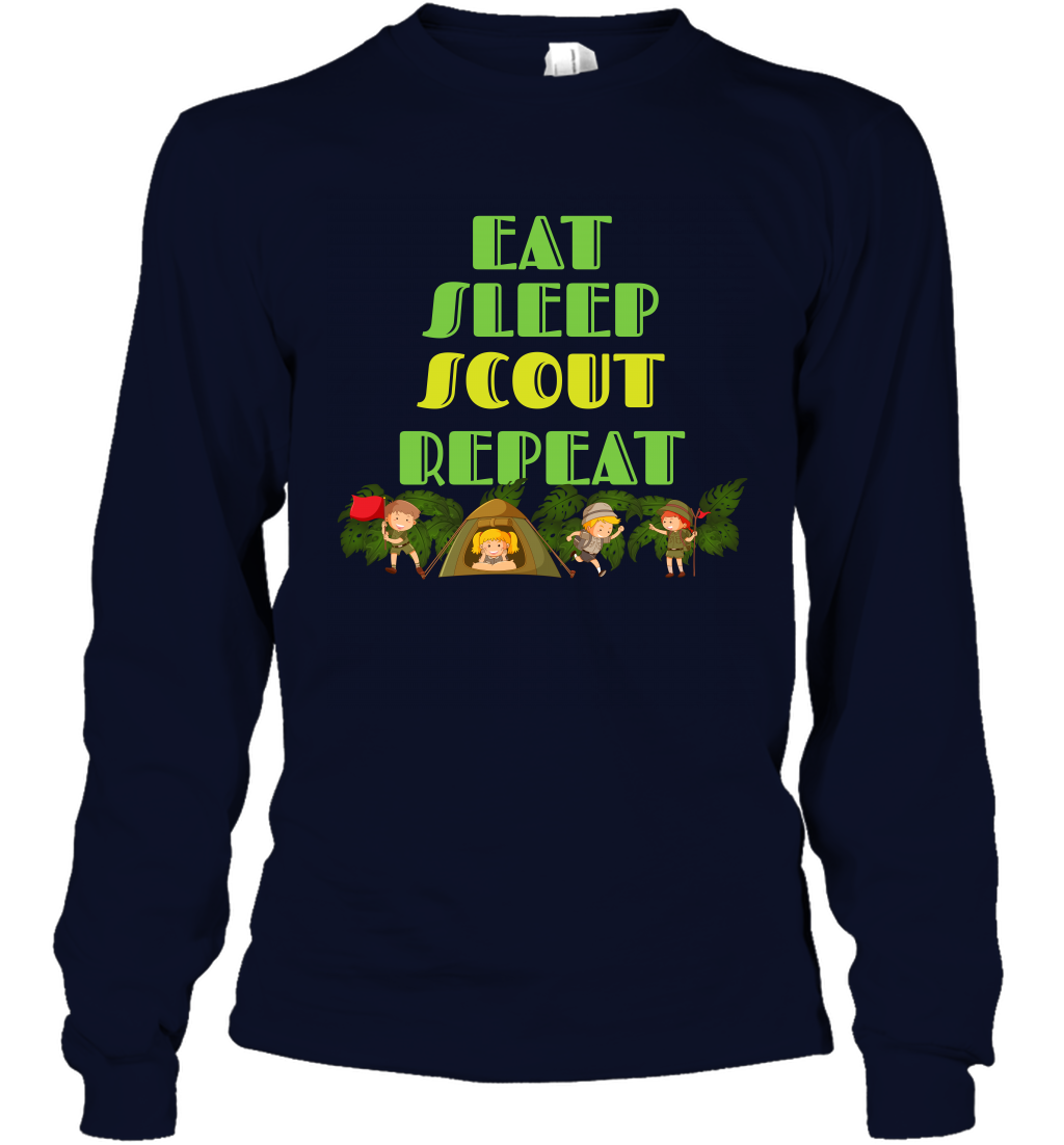 Eat Sleep Scout Repeat Shirt Long Sleeve T-Shirt Long Sleeve T-Shirt Navy