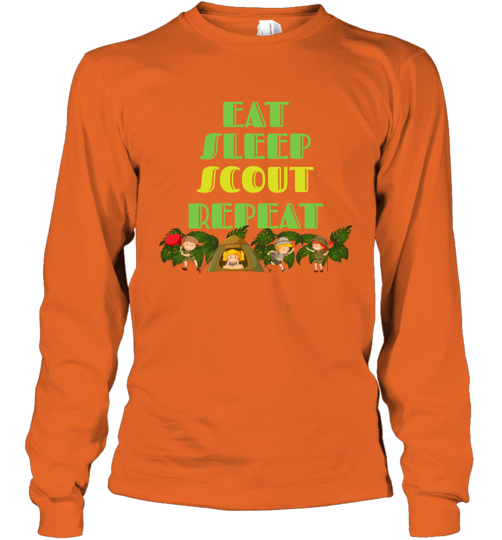 Eat Sleep Scout Repeat Shirt Long Sleeve T-Shirt Long Sleeve T-Shirt Orange