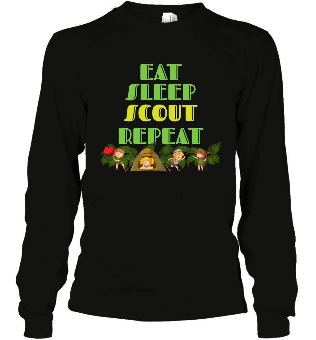 Eat Sleep Scout Repeat Shirt Long Sleeve T-Shirt Long Sleeve T-Shirt Black