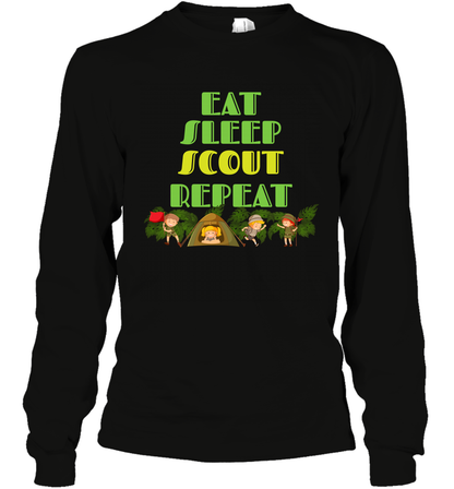Eat Sleep Scout Repeat Shirt Long Sleeve T-Shirt Long Sleeve T-Shirt Black