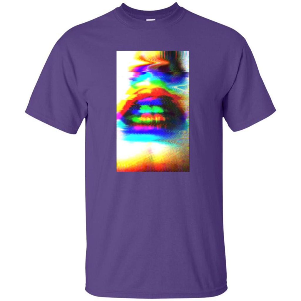 Glitch Art Lips T-shirt Purple