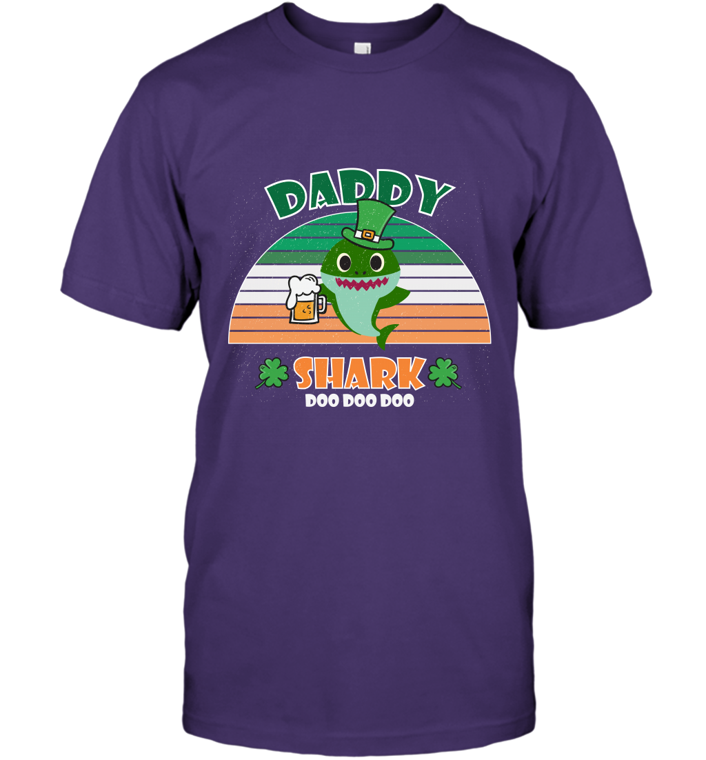 Irish Daddy Shark Saint Patricks Day Family Shirt T-Shirt Purple