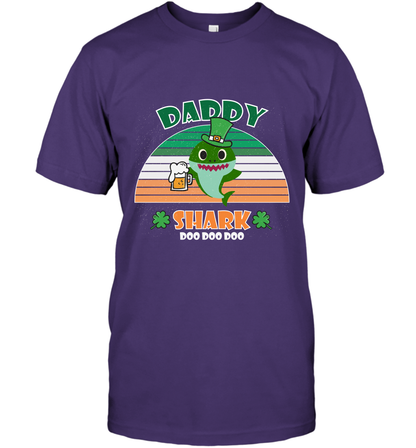 Irish Daddy Shark Saint Patricks Day Family Shirt T-Shirt Purple