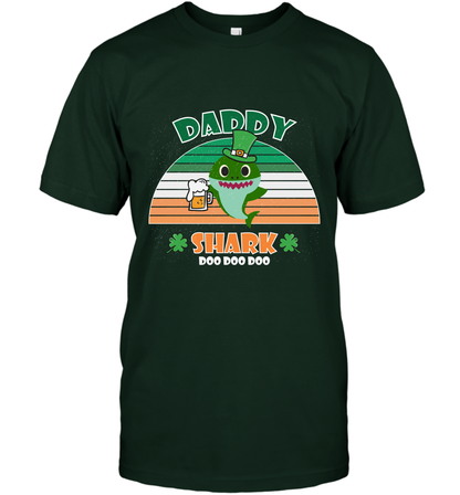 Irish Daddy Shark Saint Patricks Day Family Shirt T-Shirt Forest Green