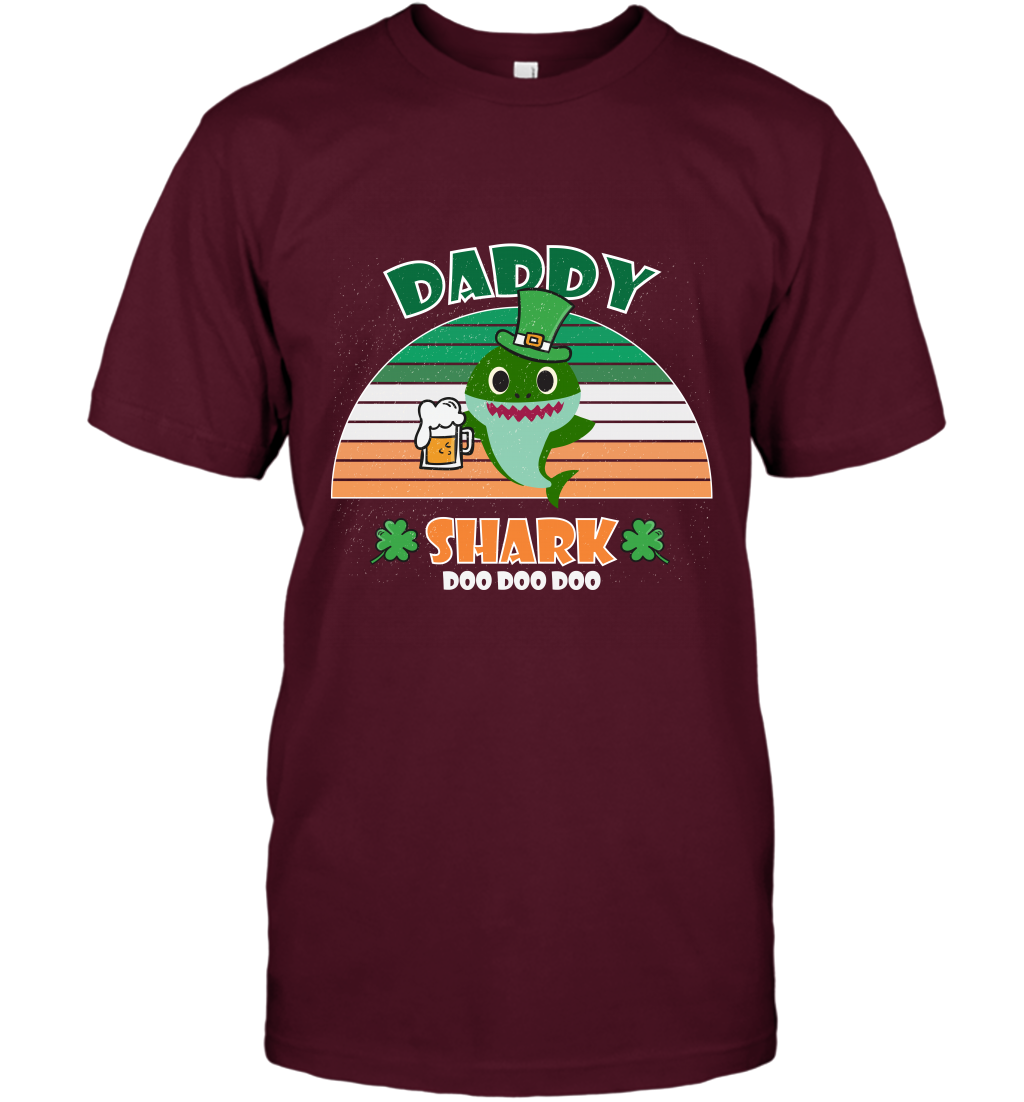 Irish Daddy Shark Saint Patricks Day Family Shirt T-Shirt Maroon