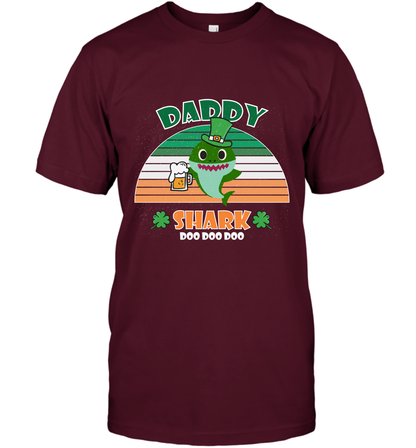 Irish Daddy Shark Saint Patricks Day Family Shirt T-Shirt Maroon