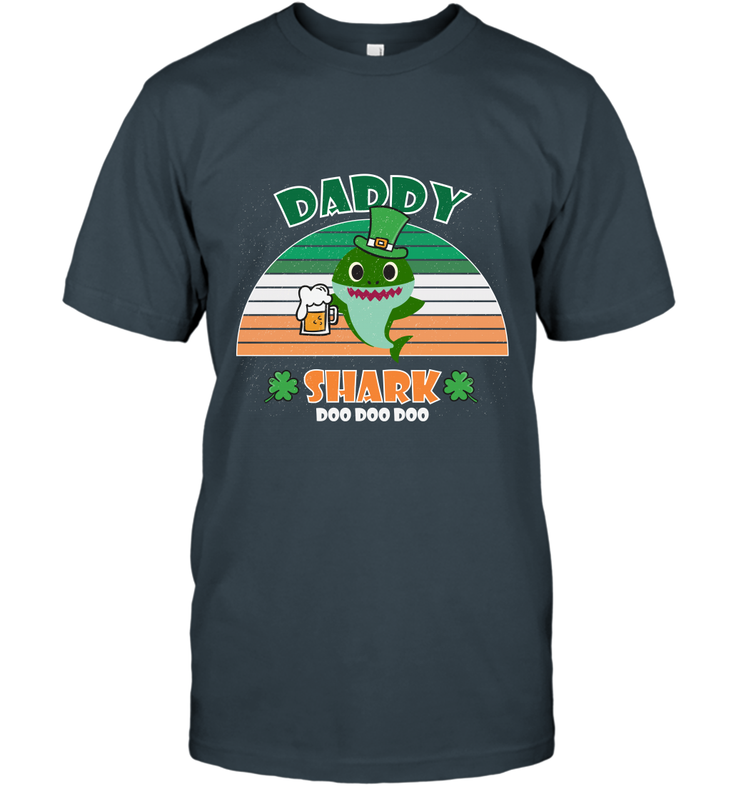 Irish Daddy Shark Saint Patricks Day Family Shirt T-Shirt Charcoal