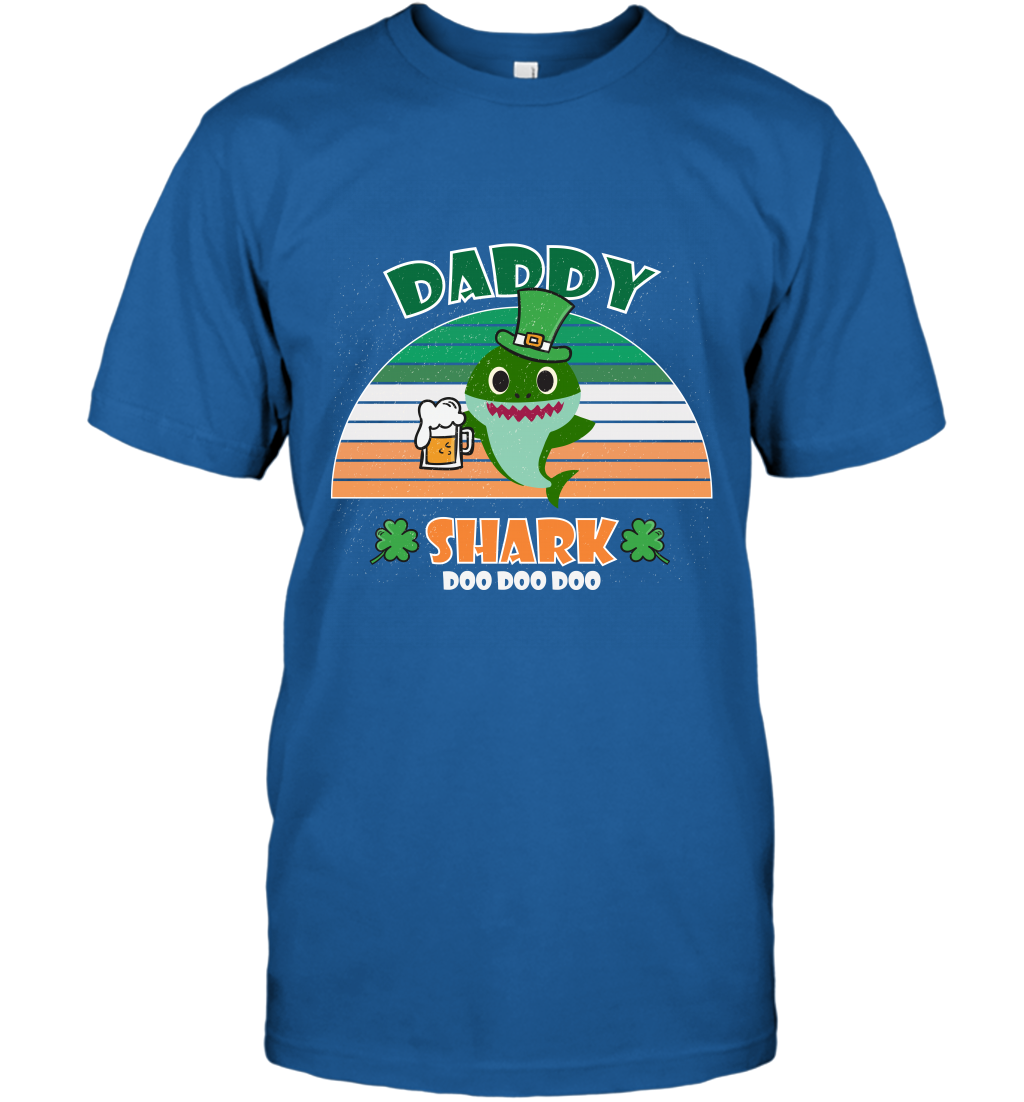 Irish Daddy Shark Saint Patricks Day Family Shirt T-Shirt Royal