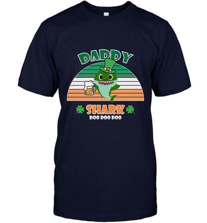 Irish Daddy Shark Saint Patricks Day Family Shirt T-Shirt Navy