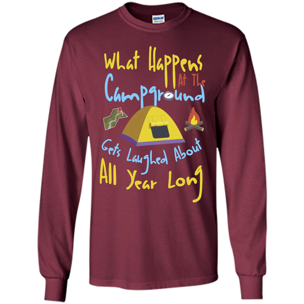 Camping T-shirtWhat Happens At The Campground T-shirt Maroon